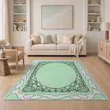 Ornate Green Art Nouveau Frame Rug