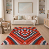 Bold Red Pink Geometric Diamond Area Rug