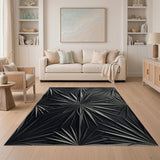 Geometric Modern Starburst Geometric Black White Area Rug