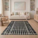 Black White Distressed Checkered Area Rug