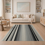 Black and White Geometric Modern Black White Gradient Stripe Area Rug
