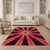 Geometric Modern Radiant Red Sunburst Geometric Area Rug