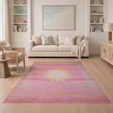 Pink Sunburst Boho Chic Area Rug