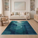 Teal Blue Whale Sharks Ocean Waves Rug