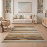 Brown and Tan Beige Tan Striped Woven Area Rug