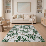 Emerald Green Leaf Vine Botanical Area Rug
