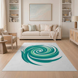 Teal Swirl Abstract Blue and Teal Area Rug