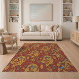 Multi-color and Patterns Ornate Red Gold Floral Persian Area Rug