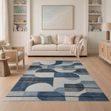 Abstract Blue Geometric Modern Area Rug