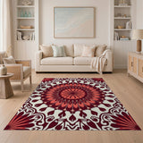 Rich Red Mandala Persian Area Rug
