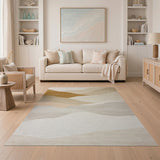 Layered Abstract Mountains Beige Area Rug