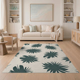 Oversized Teal Leaf Silhouette Area Rug