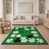 Green Kids Cartoon Lucky Shamrock Green Area Rug