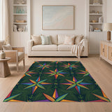 Geometric Modern Rainbow Starburst Geometric Area Rug