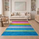 Stripe Vibrant Rainbow Stripe Area Rug