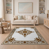 Gold and Silver Ornate Gold Filigree Floral Area Rug