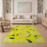 Fruit Pattern Zesty Lemon Slices Yellow Area Rug
