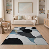 Modern Black White Overlapping Circles Area Rug
