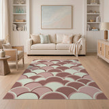 Pink Scallop Wave Geometric Area Rug
