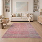 Faded Pink Dotted Grid Area Rug