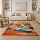 Sunset Peaks Geometric Mountain Rug