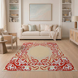 Red Traditional Persian Ornate Red Persian Border Area Rug