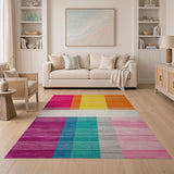 Vibrant Multi-Stripe Geometric Area Rug