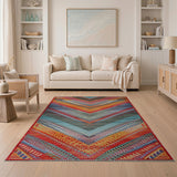 Vibrant Multi-Color Zigzag Geometric Area Rug
