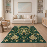Emerald Green Gold Mandala Persian Rug