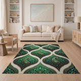 Ornate Emerald Paisley Area Rug
