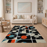 Vinyl Records Geometric Collage Area Rug