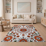Orange Vibrant Orange Sunflower Mandala Area Rug