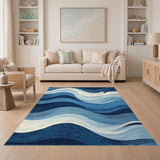 Blue and Teal Abstract Area Blue Abstract Wave Area Rug