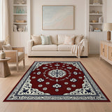 Red Traditional Persian Floral Red Area Rug