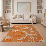 Vibrant Orange Palm Frond Area Rug
