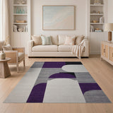 Purple Grey Geometric Abstract Geometric Modern Area Rug