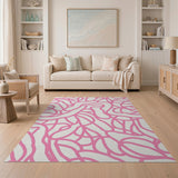 Playful Pink Squiggly Lines Area Rug