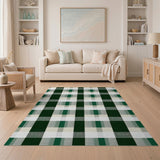 Rustic Black Green Buffalo Plaid Area Rug