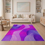 Purple Abstract Wave Purple Area Rug