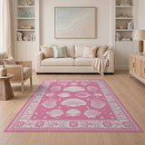 Pink Seashell Coastal Beach Area Rug
