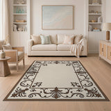 Ornate Acanthus Leaf Border Area Rug