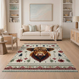Festive Highland Cow Knit Christmas Area Rug