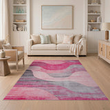 Pink Abstract Area Wavy Pink Grey Abstract Area Rug