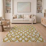 Golden Lattice Geometric Area Rug