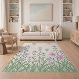 Pink Purple Floral Meadow Area Rug