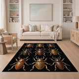 ODIKA Vintage Beetle Specimen Print Washable Low Pile Area Rug