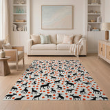 Giraffe Silhouette Red Polka Dot Area Rug