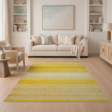 Yellow Yellow Heritage Tribal Geometric Area Rug