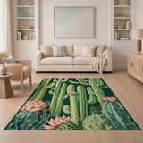 Teal Cactus Garden Southwestern Area Rug