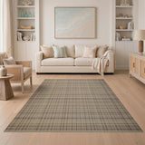 Rustic Farmhouse Brown and Tan Tan Brown Plaid Woven Area Rug